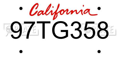 97TG358 California License Plate
