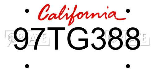 97TG388 California License Plate