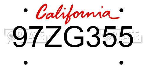 97ZG355 California License Plate