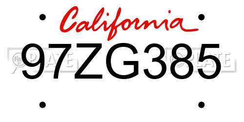 97ZG385 California License Plate