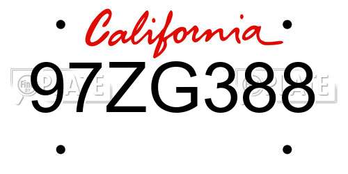 97ZG388 California License Plate