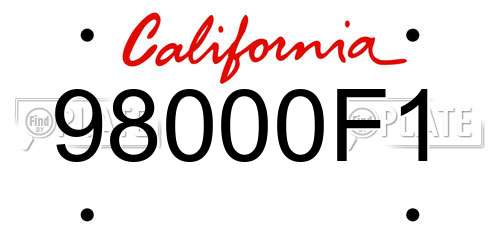 98000F1 California License Plate