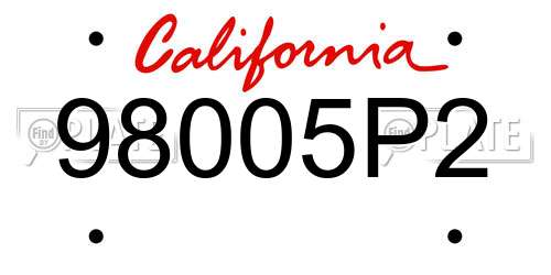 98005P2 California License Plate