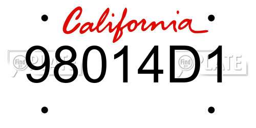 98014D1 California License Plate