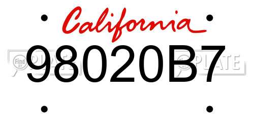98020B7 California License Plate