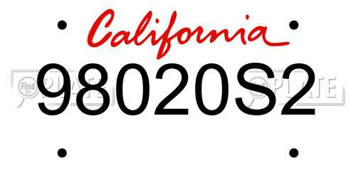 98020S2 California License Plate