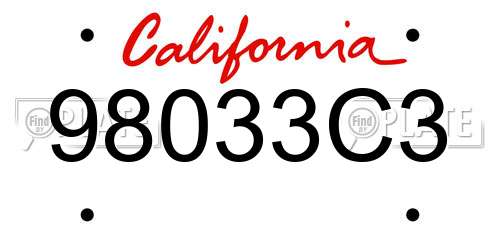 98033C3 California License Plate
