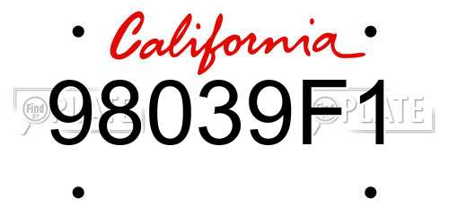 98039F1 California License Plate