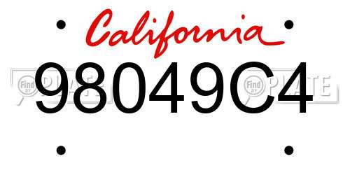 98049C4 California License Plate