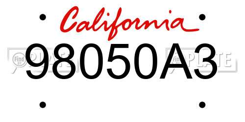 98050A3 California License Plate