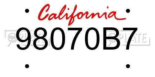 98070B7 California License Plate