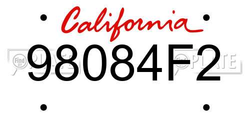 98084F2 California License Plate