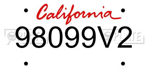 98099V2 California License Plate