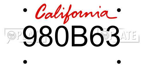 980B63 California License Plate
