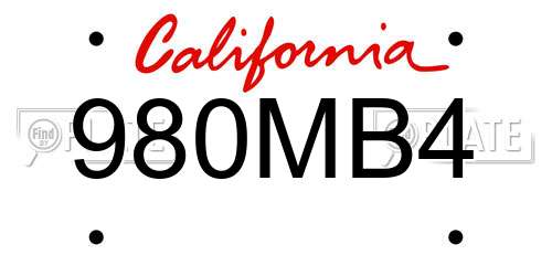 980MB4 California License Plate