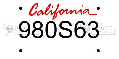 980S63 California License Plate