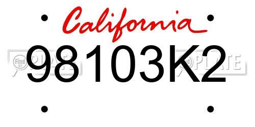 98103K2 California License Plate