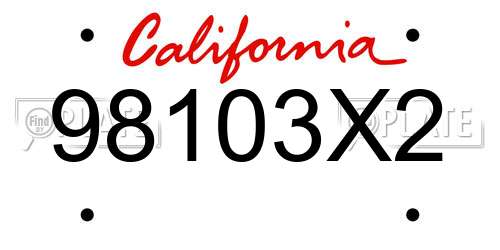 98103X2 California License Plate