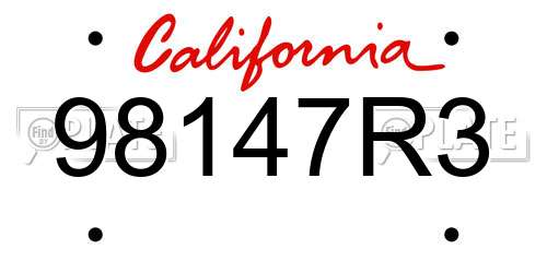 98147R3 California License Plate