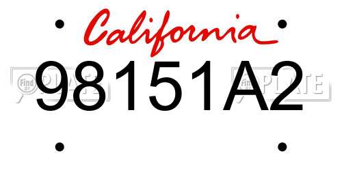 98151A2 California License Plate