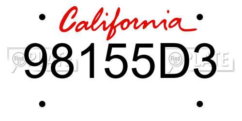 98155D3 California License Plate