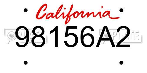 98156A2 California License Plate