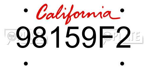98159F2 California License Plate