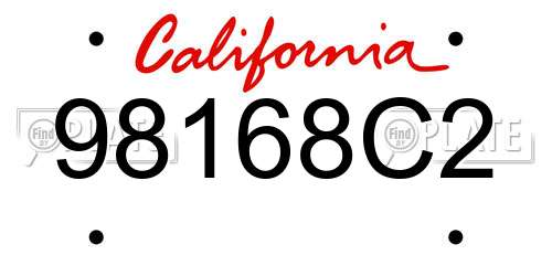 98168C2 California License Plate