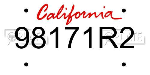 98171R2 California License Plate