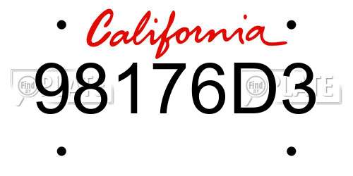 98176D3 California License Plate