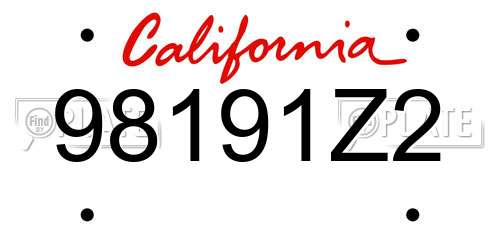 98191Z2 California License Plate