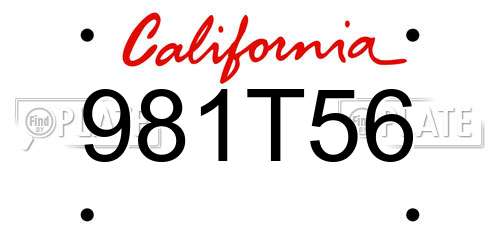 981T56 California License Plate