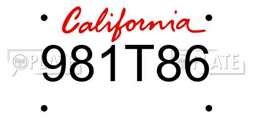 981T86 California License Plate