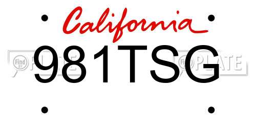 981TSG California License Plate
