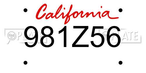 981Z56 California License Plate