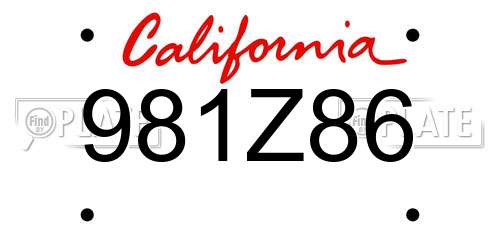 981Z86 California License Plate
