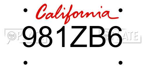 981ZB6 California License Plate