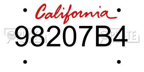 98207B4 California License Plate