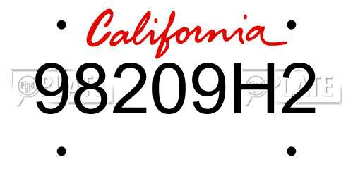 98209H2 California License Plate