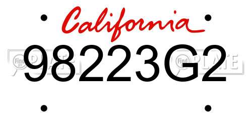 98223G2 California License Plate