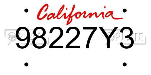 98227Y3 California License Plate