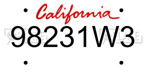 98231W3 California License Plate
