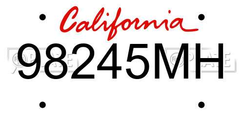 98245MH California License Plate