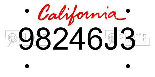98246J3 California License Plate
