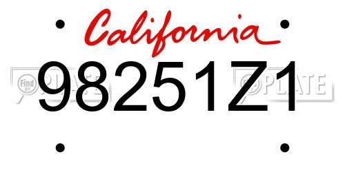 98251Z1 California License Plate