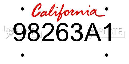 98263A1 California License Plate