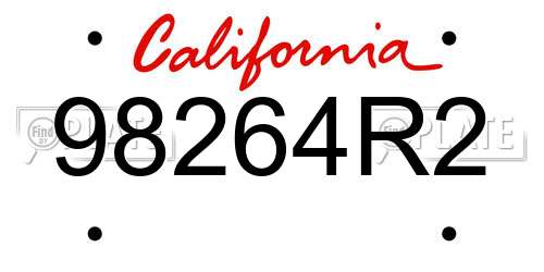98264R2 California License Plate