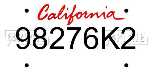 98276K2 California License Plate