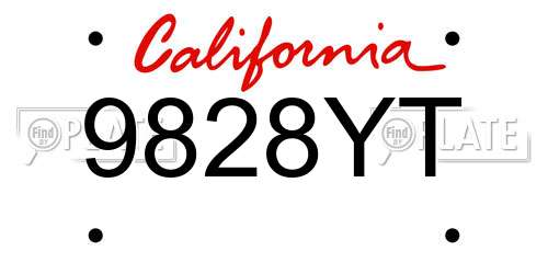 9828YT California License Plate