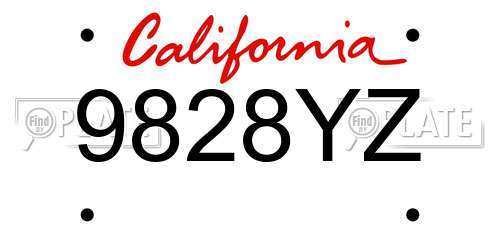 9828YZ California License Plate